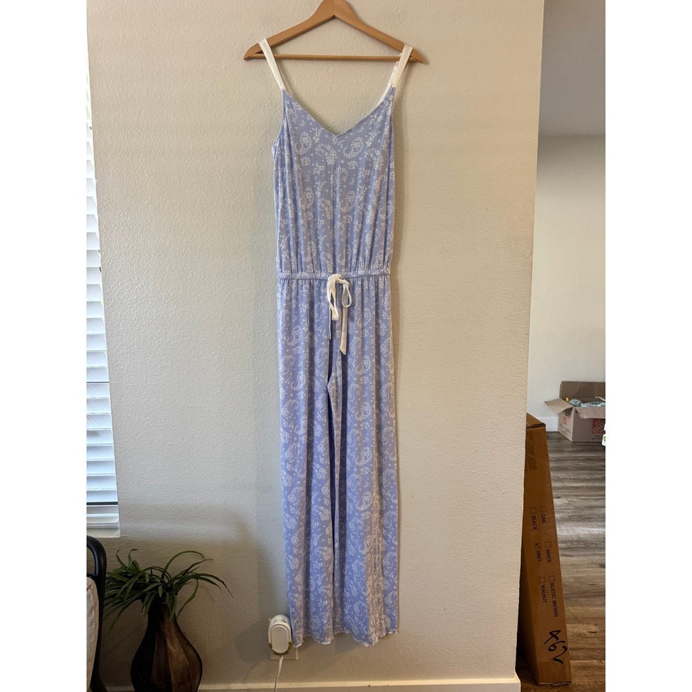 PJ Salvage Floral‎ Paisley Loungewear Jumpsuit XS Blue Adjustable Straps Exc